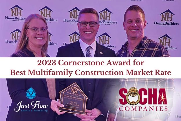 Socha Companies founders celebrating achievement at New Hampshire Home Builders Association Cornerstone Awards