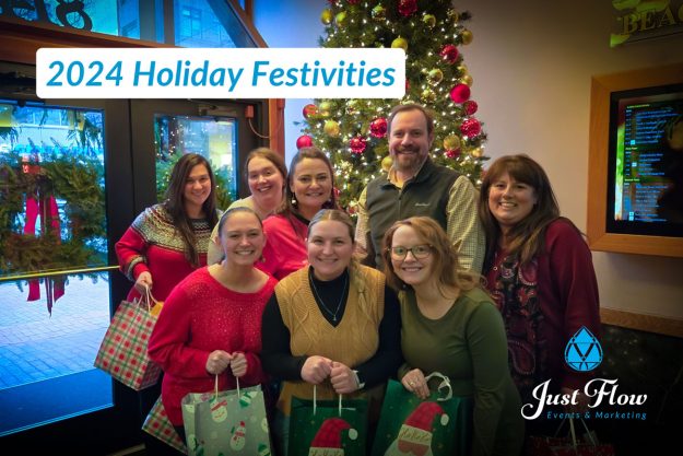 Just Flow Holiday Festivities. Team bonding and working at Just Flow Events & Marketing.